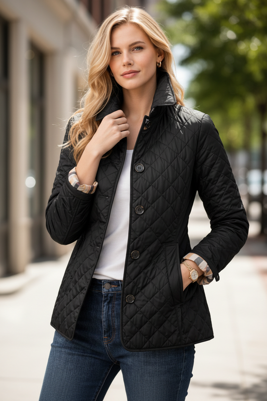 Quilted Button-Collar Parka