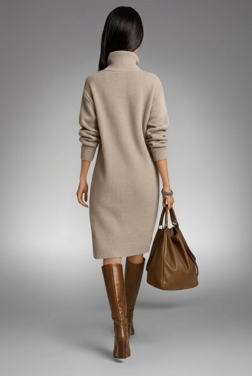 Beige Cora dress, back view