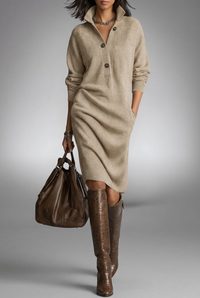 Beige Cora dress, front view