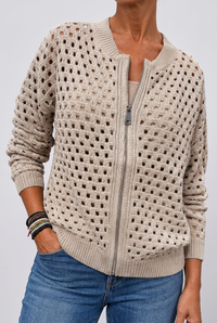 Beige Tilly cardigan studio preview