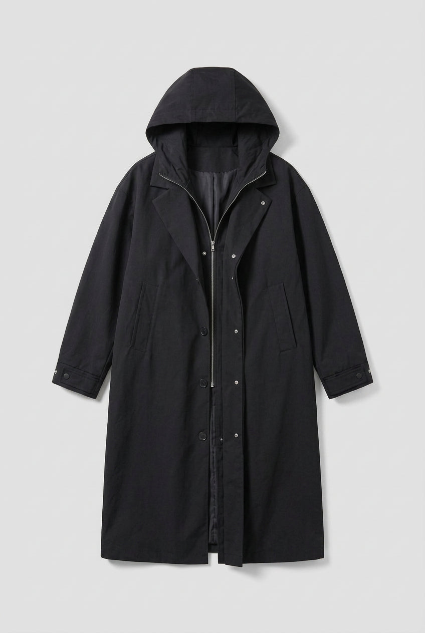 Lightweight Hooded Overcoat