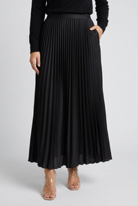 Black Edie dress pleated skirt detail