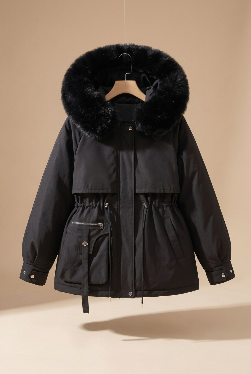 Black Florence parka in 2:3