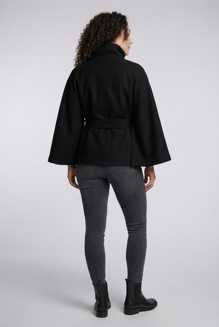 Black Martha wrap jacket, back view