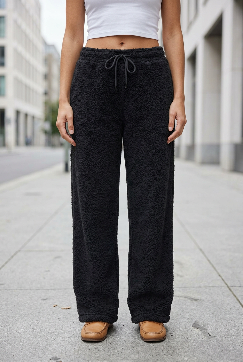 Black trousers, sidewalk styling