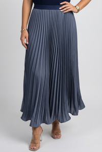 Blue Edie dress pleated skirt detail