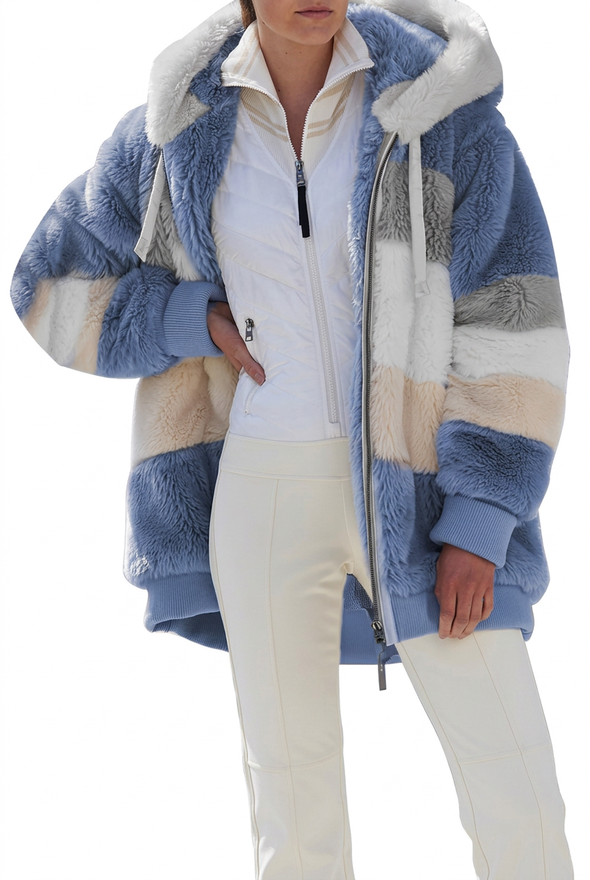 Blue Hattie jacket in 2:3 portrait