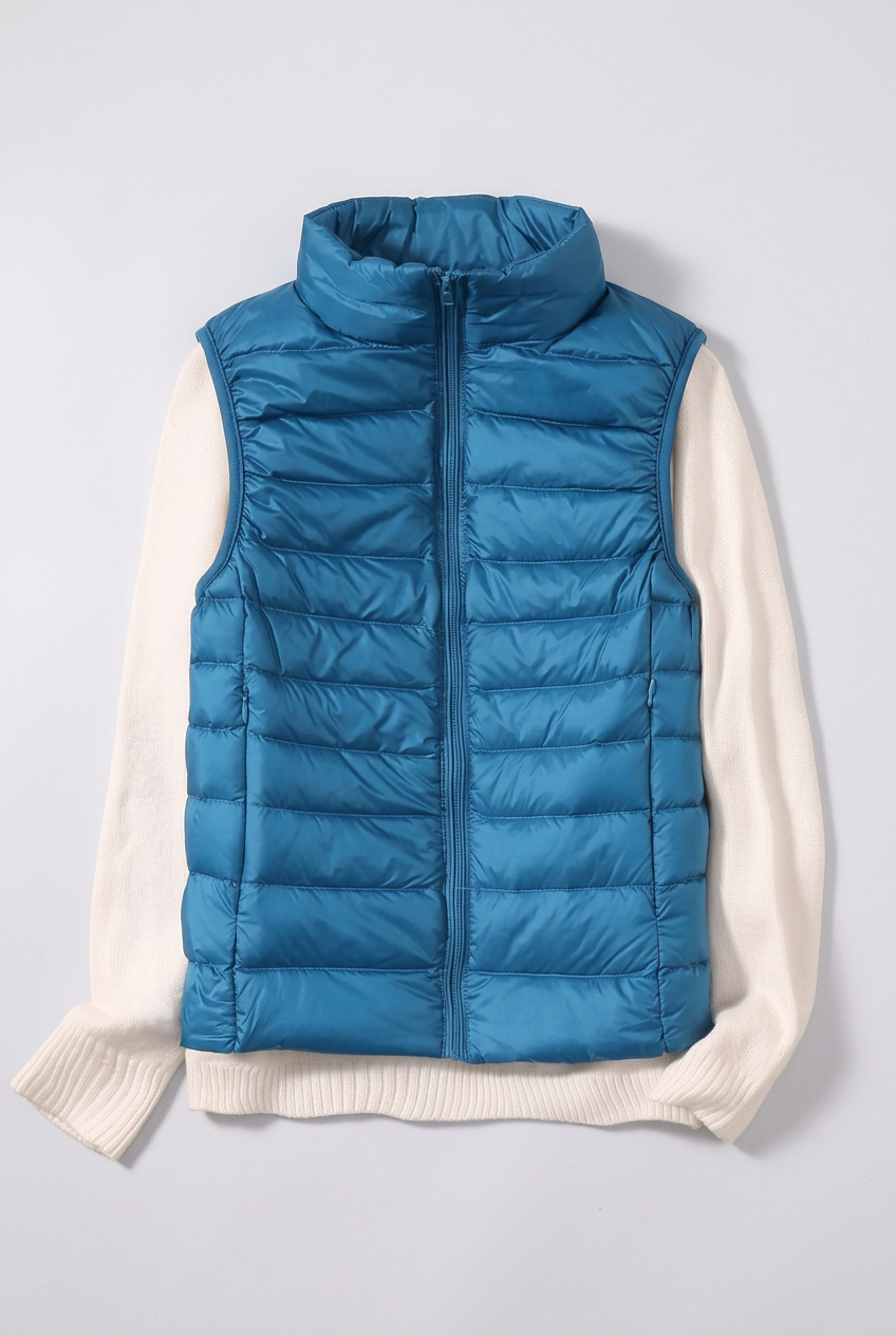 Blue Phoebe gilet studio preview