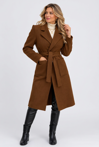 Brown coat front studio view