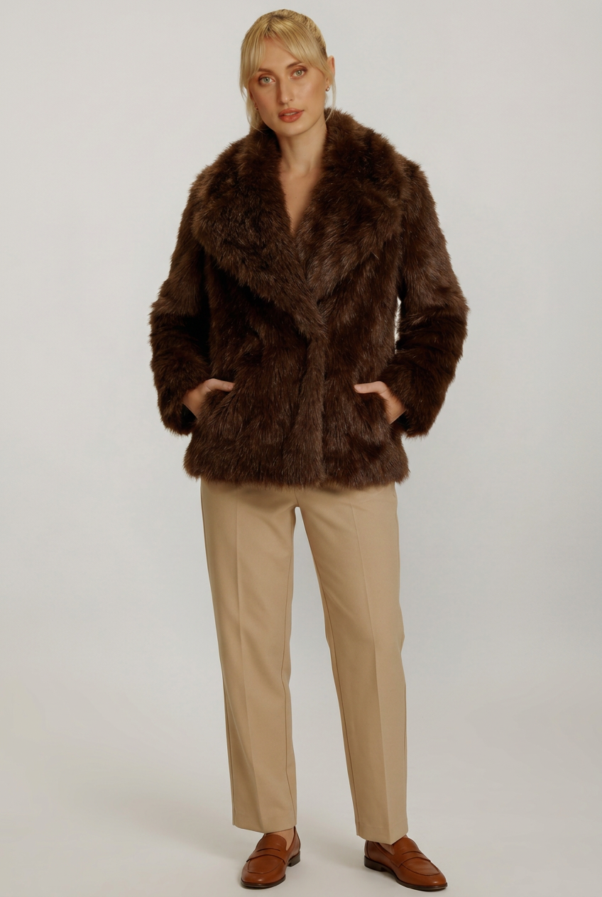 Brown Florence coat, front view