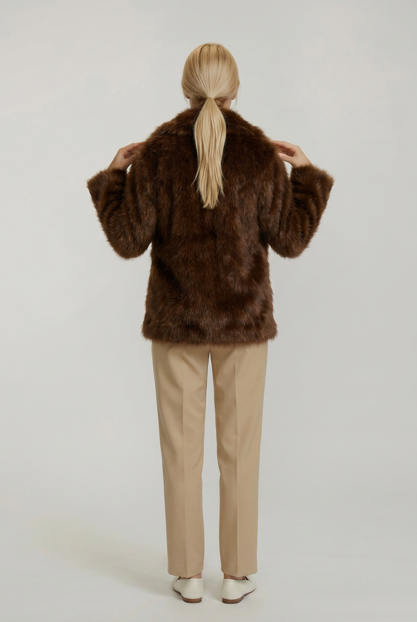 Brown Florence coat, full-body back view