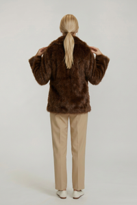 Brown Florence coat, full-body back view