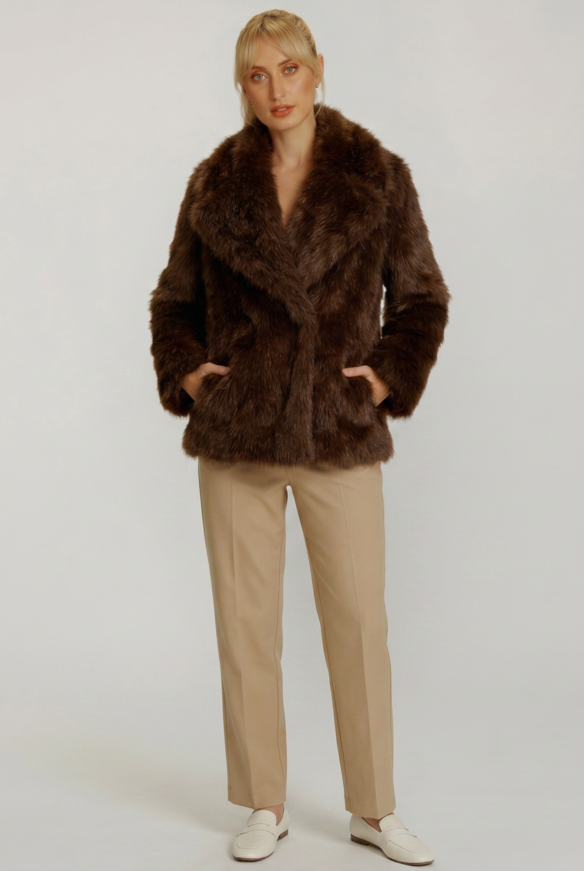 Brown Florence coat, full-body front view