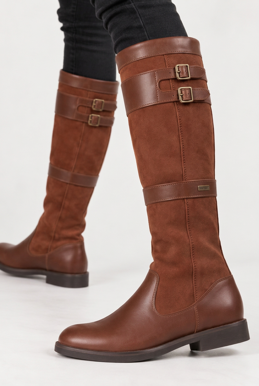 Brown Mabel riding boots studio preview