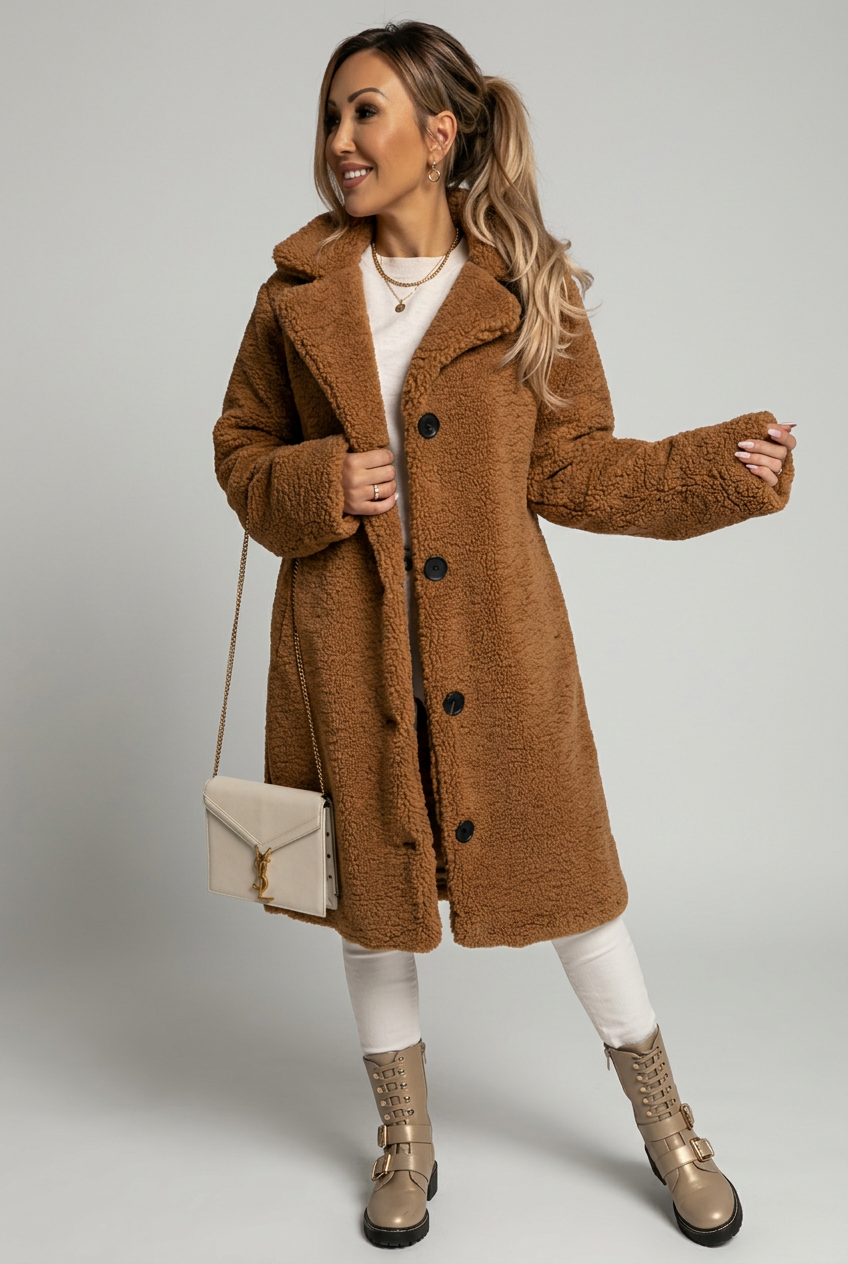 Brown Nell coat first studio view
