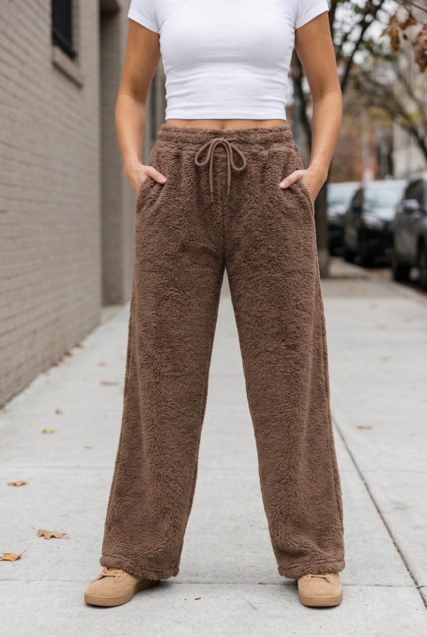 Brown trousers, sidewalk styling