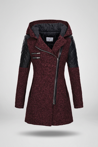 Burgundy coat studio portrait