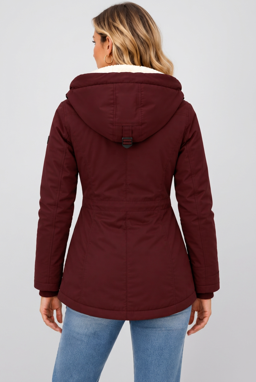 Burgundy Hattie jacket back studio preview