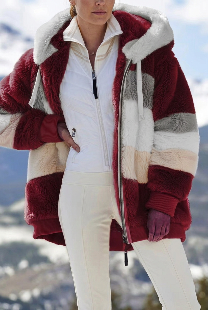 Burgundy Hattie jacket in 2:3 portrait
