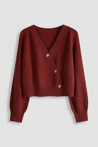 Burgundy Mabel cardigan studio preview