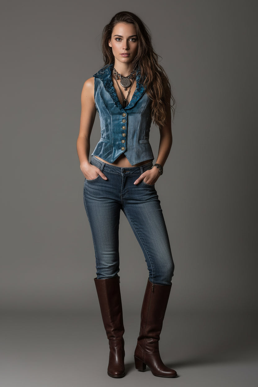 Retro Style Vest with Sophisticated Tailored Silhouette