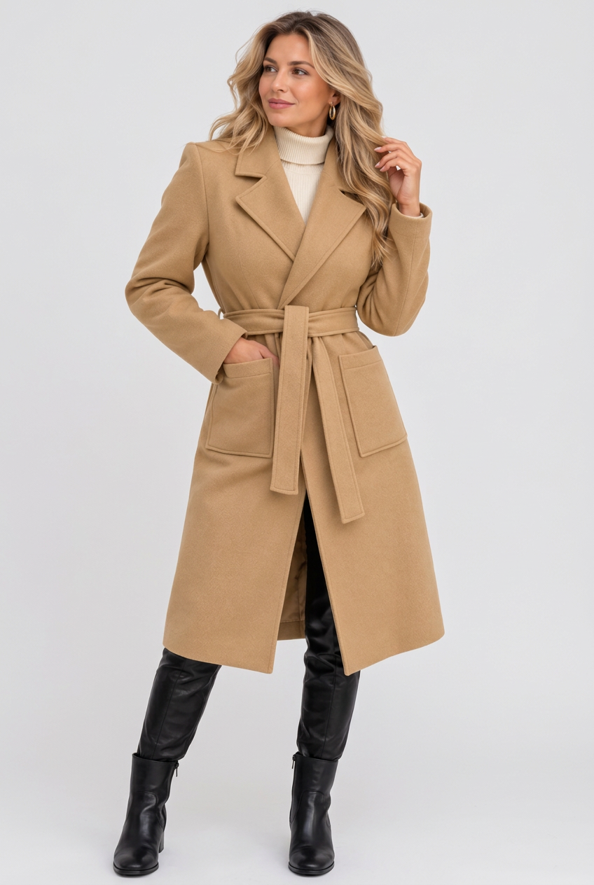 Camel coat front