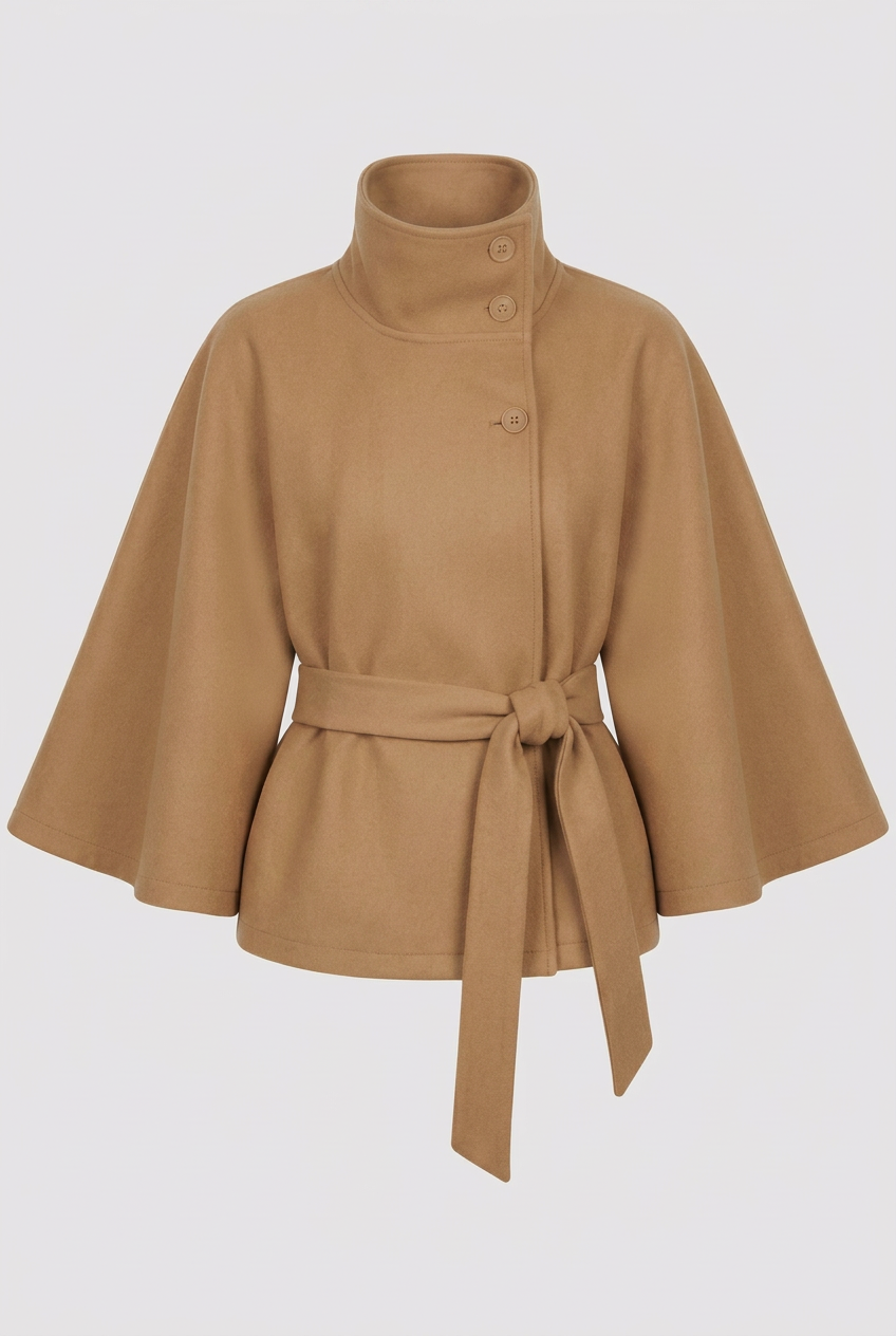 Camel Martha wrap jacket in 2:3