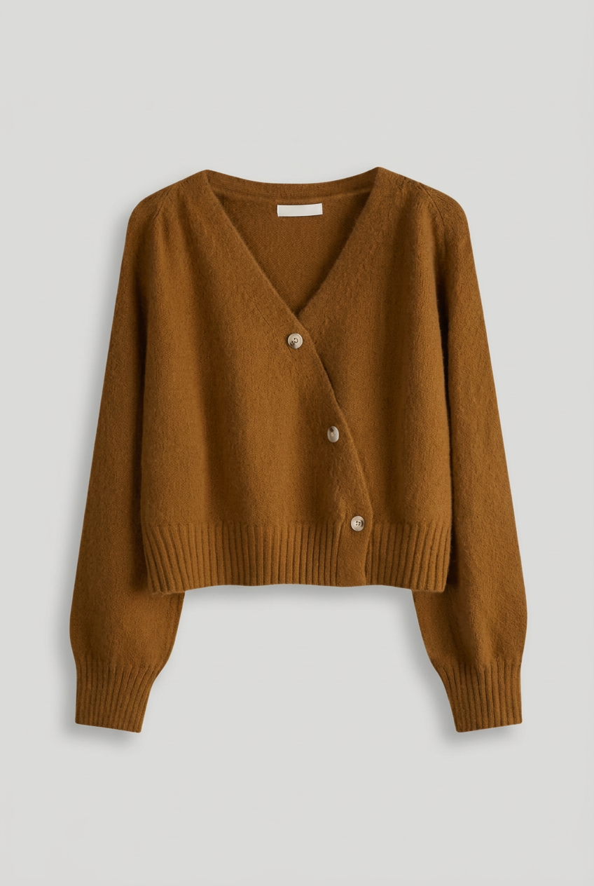 Caramel Mabel cardigan studio preview