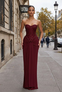 Defined Waist Corset Maxi Dress