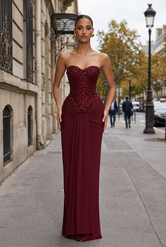 Defined Waist Corset Maxi Dress