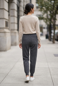 Charcoal joggers back view on sidewalk