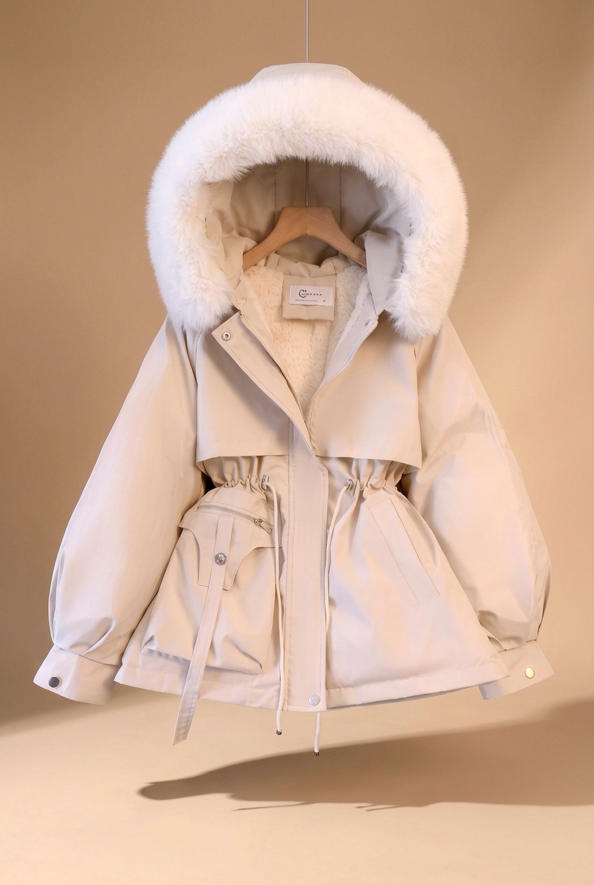 Cream Florence parka, front view