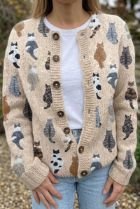 Cream Maisie cat-print knit in 2:3 portrait