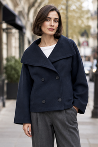 Defined Double-Breasted Short Coat