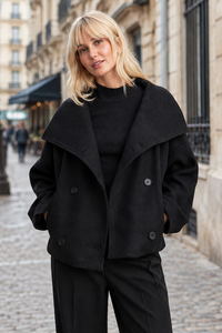 Defined Double-Breasted Short Coat