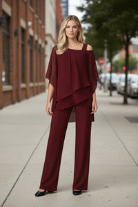 Asymmetric Top & Straight Pants Set