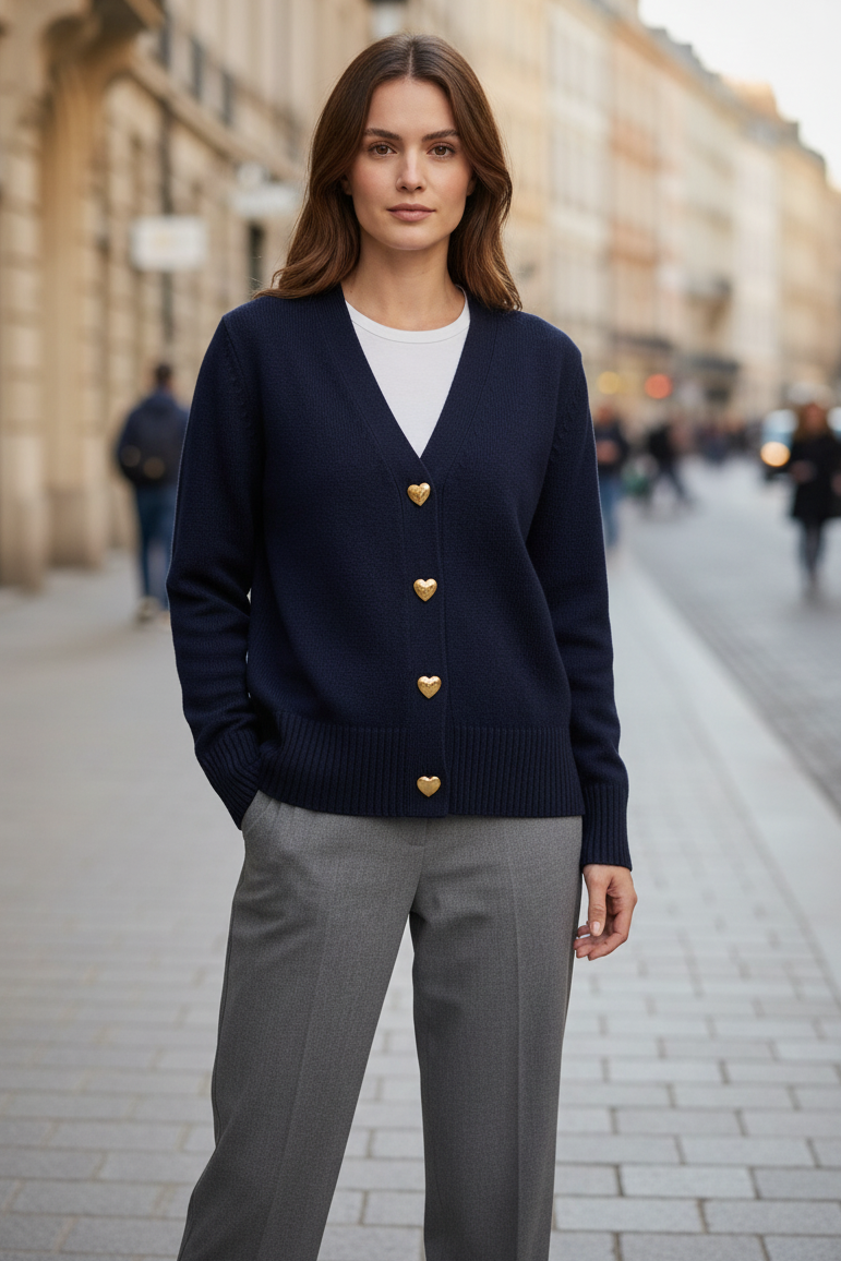 V-Neck Button Knitwear Casual Cardigan