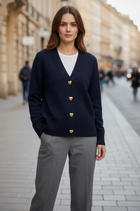 V-Neck Button Knitwear Casual Cardigan