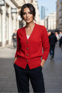 V-Neck Button Knitwear Casual Cardigan