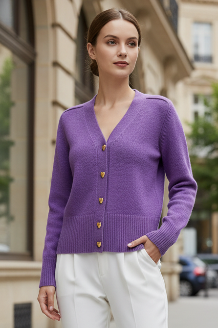 V-Neck Button Knitwear Casual Cardigan