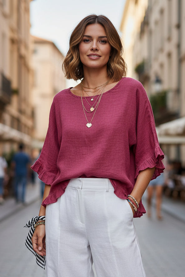 Ruffle Blouse Loose Fit