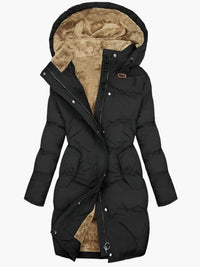 Evie | Women's Long Hooded Puffer Coat with Zip Front