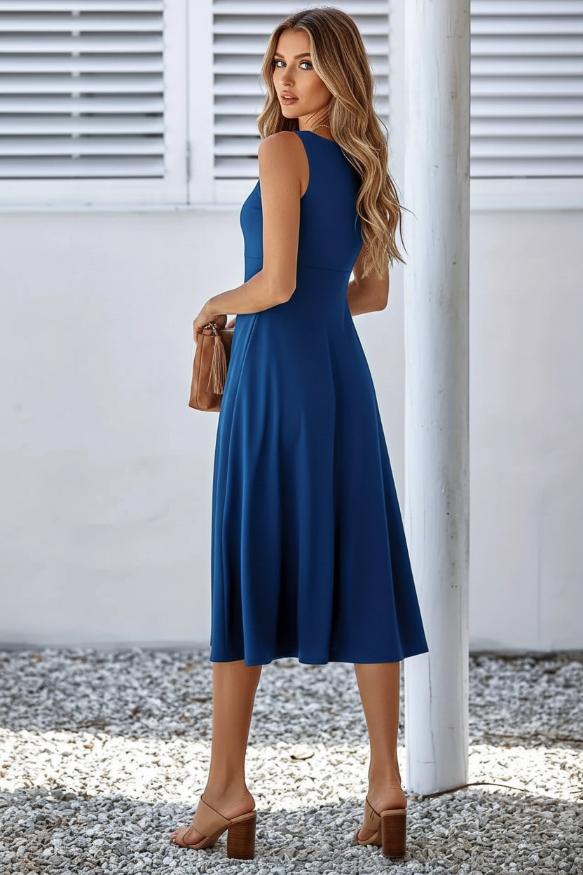 Sleeveless A-Line Midi Dress
