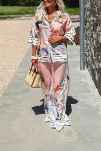 Elegant Wide Leg Pants Set with Contemporary Printed Details