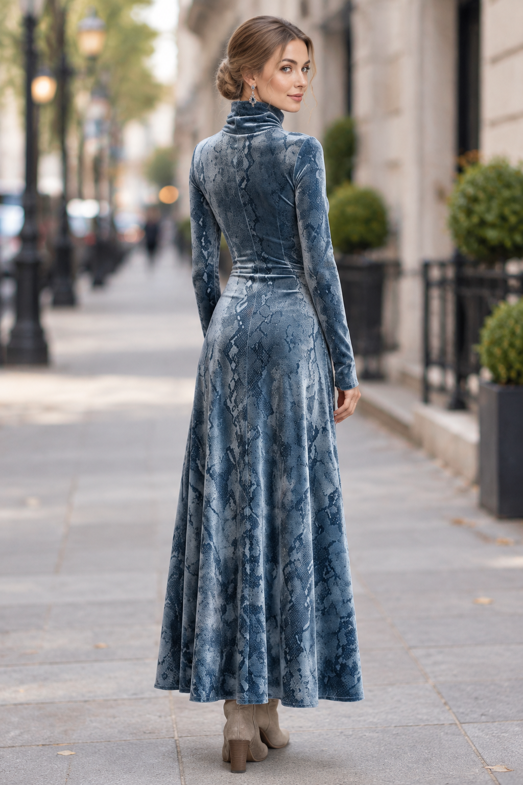 Turtleneck Party Dress with Sleek Fitted Silhouette