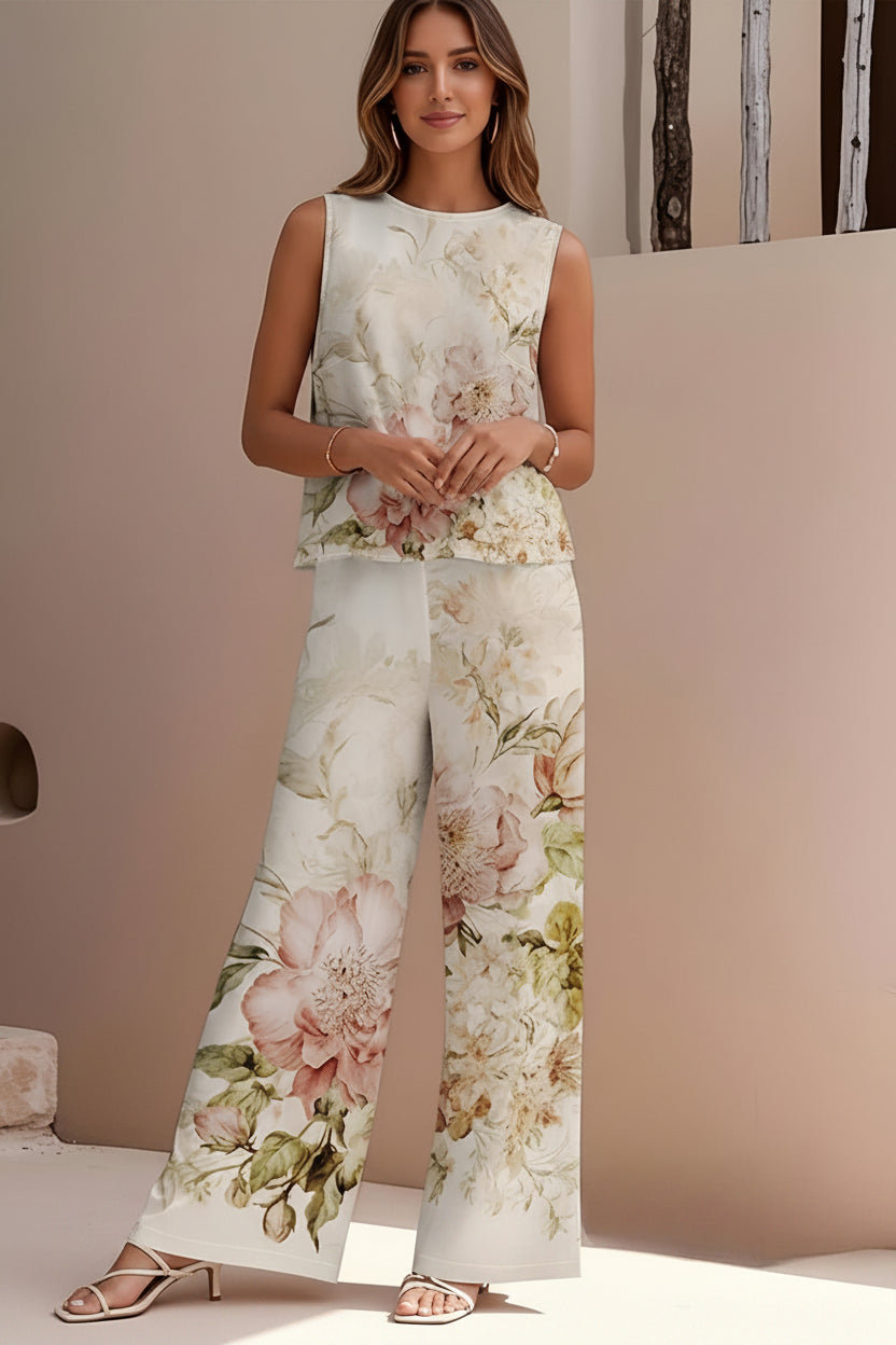 Chic Floral Two-Piece Set with Effortless Casual Appeal