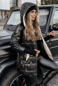 Evie black jacket, wider seated view