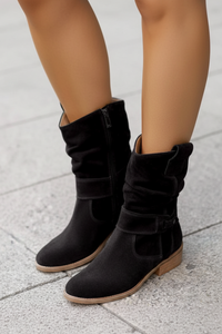 Slouchy Buckle Ankle Boots