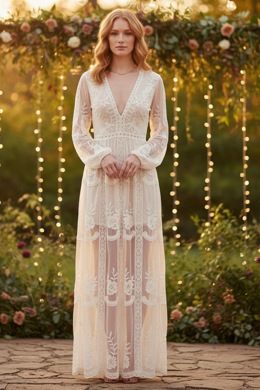 Maxi Dress with Elegant Neckline
