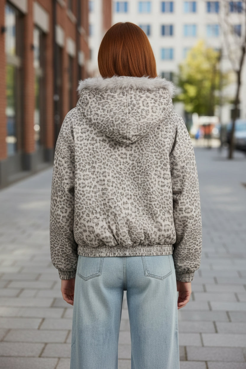 Cheetah Print Hooded Coat